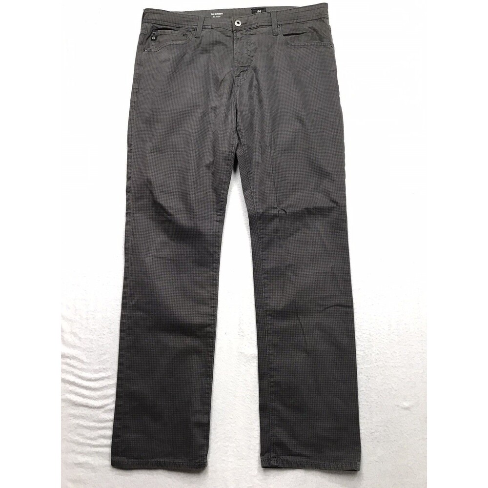 ADRIANO GOLDSCHMIED Everett Jean Men 36x32 Olive Green Glen Check Slim Straight